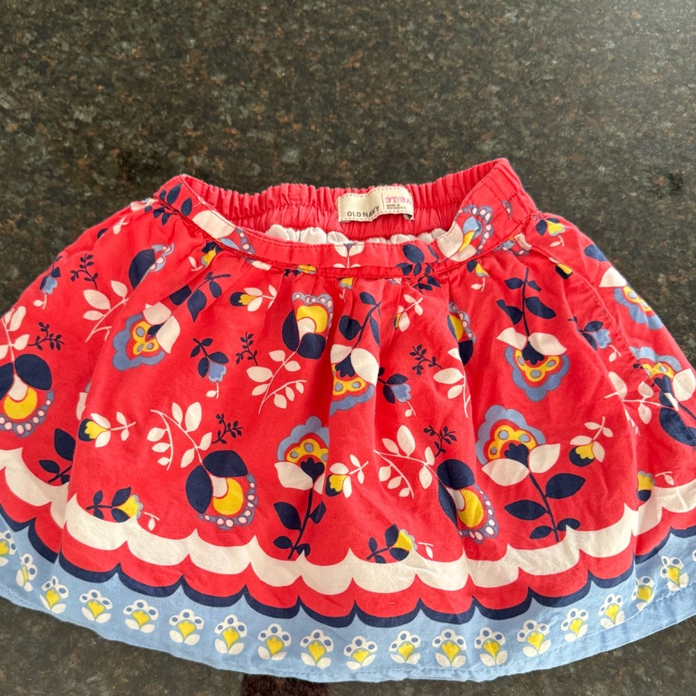 Old Navy Red Floral Skirt